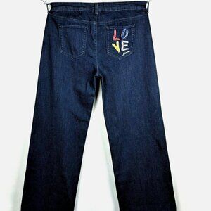 LOVE MOSCHINO Dark Blue LOVE Embroidered LOGO JEANS—Sz 29